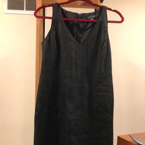Linen-blend shiny black RL dress